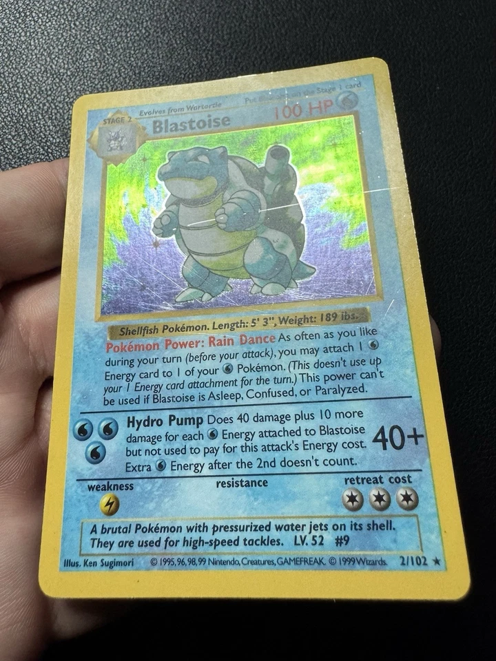 Blastoise 2/102 Holo Shadowless 1999 Base Set Pokemon Card TCG SLIGHT CREASE - Image 4 of 4