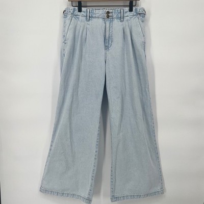 American Eagle Wide Leg Jeans Women Size 8 Light Blue Strigid High Rise Denim
