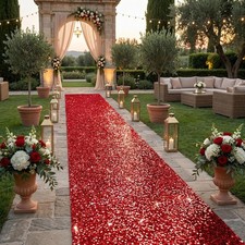 Red Carpet Runners for Party 2ft x 15 ft Wedding Aisle Runners Sequin Fabric