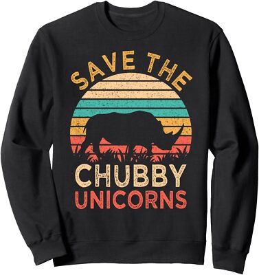 Save the Chubby Unicorns Funny Rhino Protect Design Unisex Crewneck Sweatshirt