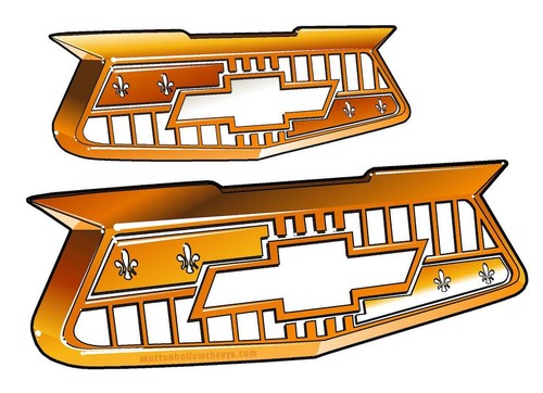 57 Chevy Bel Air Crest Emblems 1957 Chevrolet New Pair - Picture 2 of 3