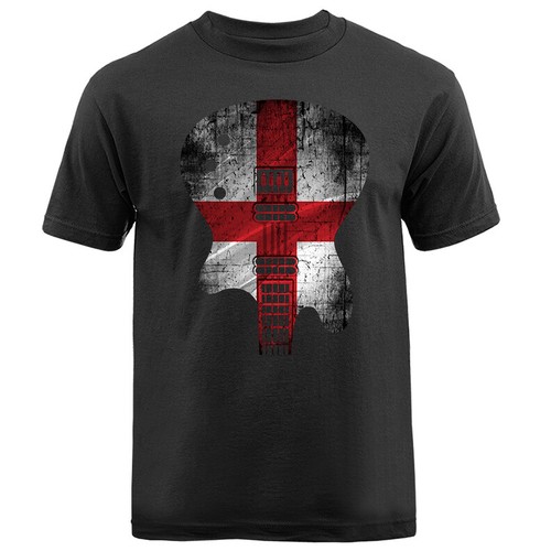 Gitarrenkörper Flagge England Musik Band Grafik T-Shirt - Bild 1 von 17
