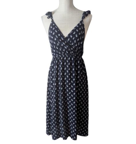 Kimchi Blue Womens Navy Blue Floral Ruffle Strap Midi Dress Size XS