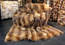 088 Red fox fur throw from European Red Fox Real Pelt Blanket Genuine Furs Cover