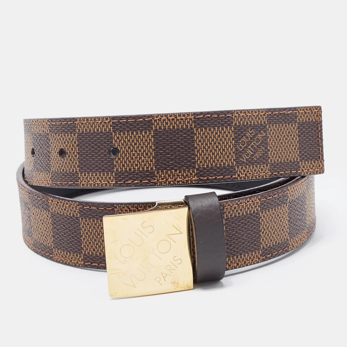 Louis Vuitton Brown Damier Belt w/ Gold Louis Vuitton Paris