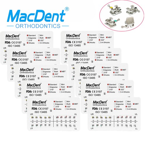 Dental Orthodontic Adhesive Brackets Braces Metal Mini MBT/Roth.022 Hook 345 Wax - Picture 6 of 100