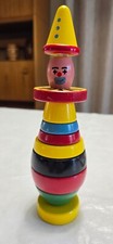 Vintage BRIO Wooden Stackable Clown Toy - Made in Sweden - Classic Toy