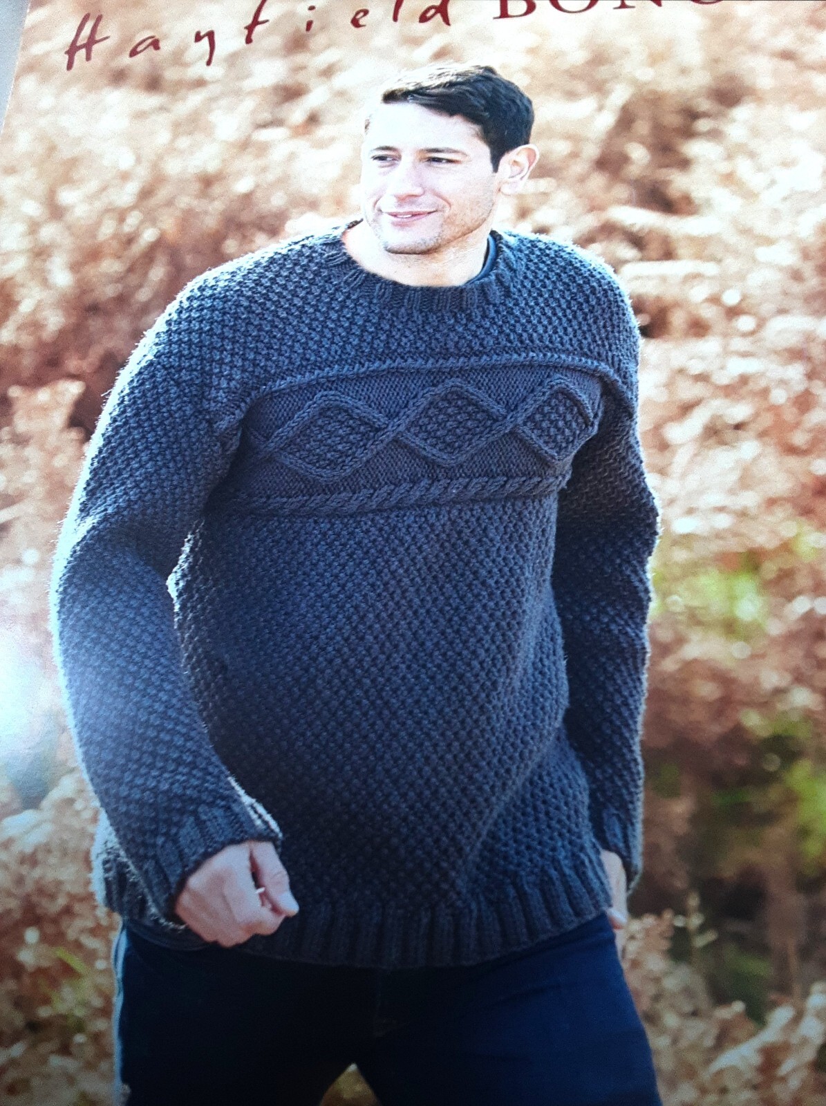 New Original Hayfield Bonus Chunky Mens Sweater Knitting Pattern 8293
