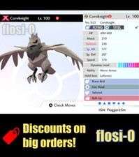 6IV Ultra Shiny Corviknight Gigantamax Pokemon Sword and Shield (Square Shiny)