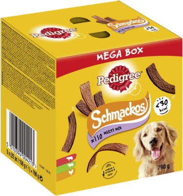 Pedigree Schmackos Hundesnacks Hundeleckerli Kaustreifen Mixbox 110 Stück 22x5