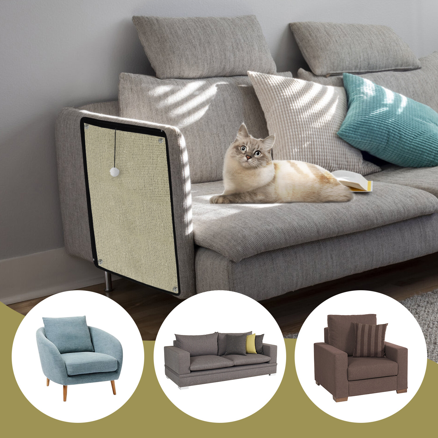 Cat Scratcher Mat Natural Sisal Cat Scratch Mats Couch Floor Scratching Pad Rug eBay