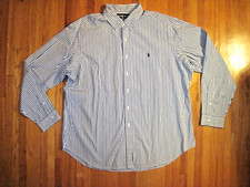 Vintage Polo Ralph Lauren Classic Fit Blue/Blue Stripe Oxford Dress Shirt 2XL