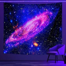 Psyhilar Blacklight Posters for Adults and Teens, Space Galaxy Backdrop UV React