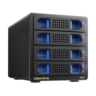 4 Bay Hard Drive Enclosure with Cooling Fan for 2.5/3.5'' SATA HDD/SSD with US...