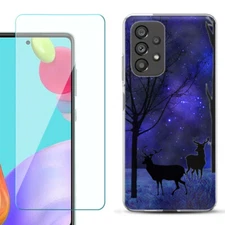For Samsung Galaxy A53 5G Case, w/ Tempered Glass - Midnight Forest