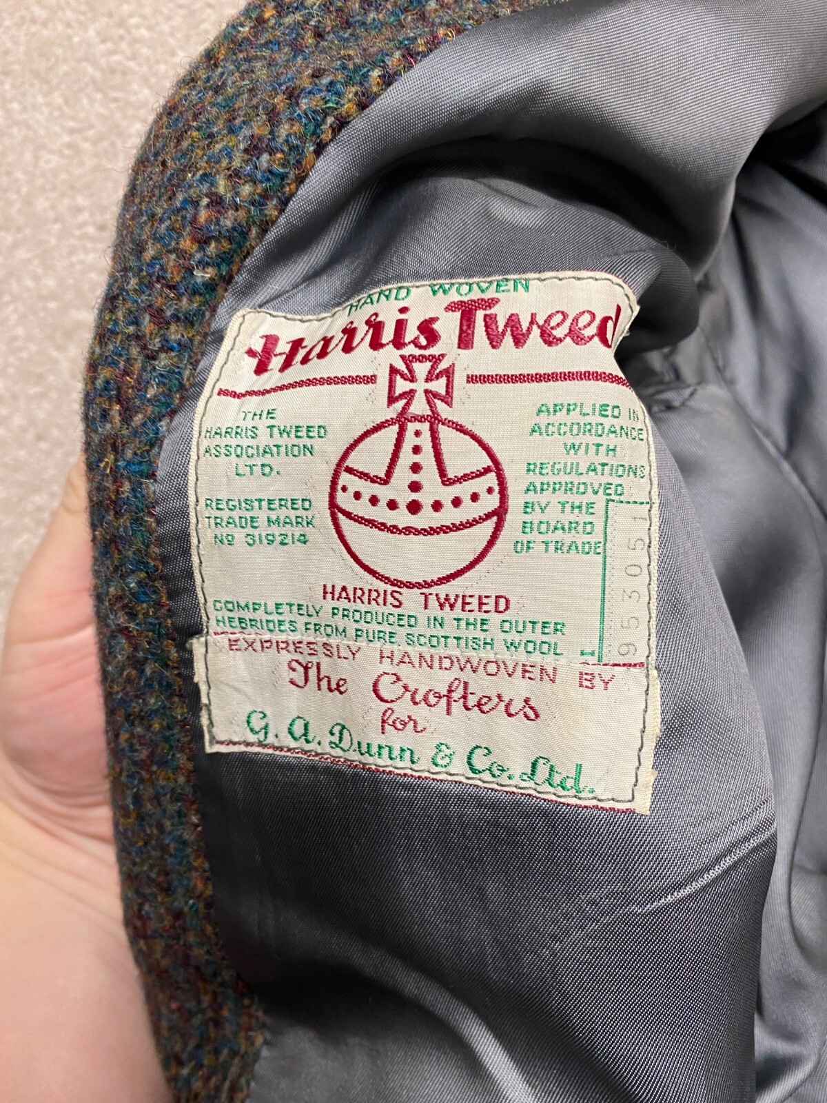 Dunn & Co Vintage Harris Tweed Single Breasted Long Coat 46" Chest XL