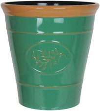 High Gloss Plastic Flower Planter Pot - Size Choice - Embossed Olive Branch
