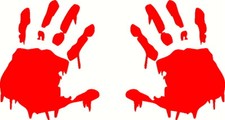 2 Bloody Zombie Hand Print Sticker Walking Dead Halloween Funny Window Decal
