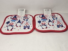 2 Piece Set Patriotic Gnome Pot Holders Summertime Fun USA     