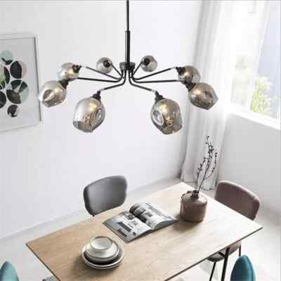 Modern 8-Head Molecular Glass Metal Branch Ceiling Light Chandelier Pendant Lamp