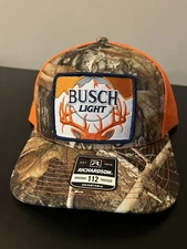 Busch Light Deer Hunting Buck Camo Realtree Hat Richardson 112 Cap Vint