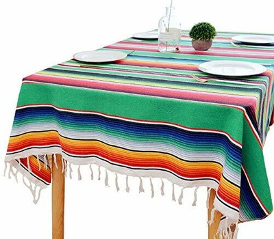 OurWarm Mexican Serape Tablecloth Fringe Cotton Mexican ...