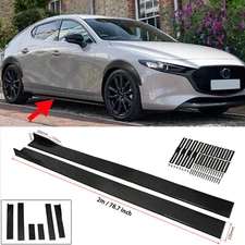 78.7" Universal Car Fiber Side Skirt Extension Rocker Panel Splitter Lip Black