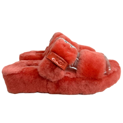 Ugg Coral Mariposa Fuzz Yeah Sheepskin Slides Sandals Slip On