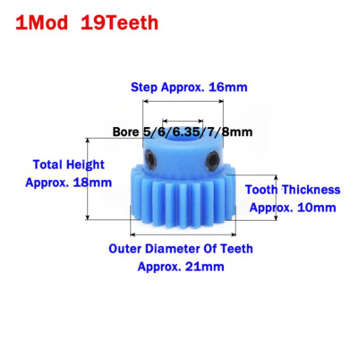 Stirnrad Nylon 2 Modul 2 Modul Stirnrad Aus Blauem Nylon – 35 Zähne, 20 Mm Dick, 10 Mm Bohrung, Geradverzahnt
