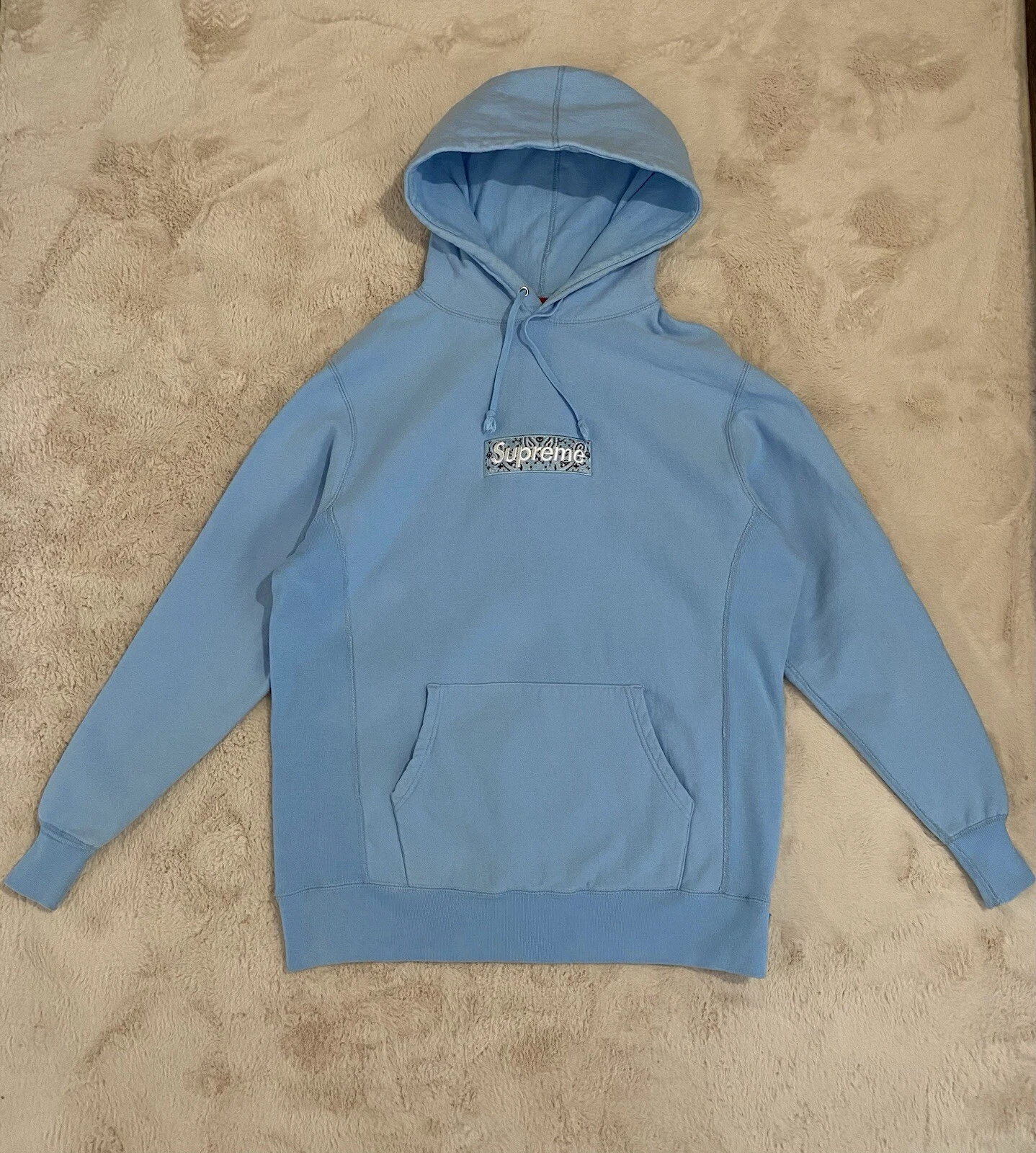Sweat à capuche Supreme FW19 Bandana Box Logo Bébé Bleu Taille M — 100% Authentique