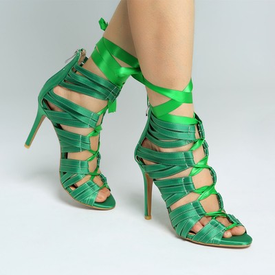 green gladiator heels