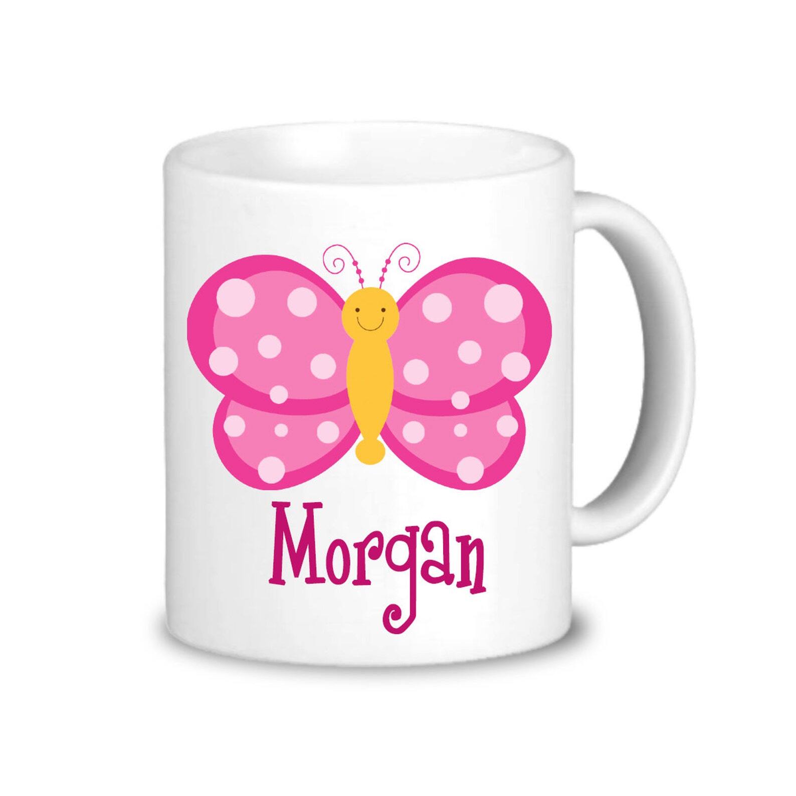 Personalized Butterfly Mug Pink Butterfly Drinkware Cup You Pick Plastic Or