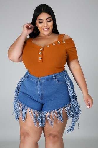 Plus Size Tie Dye Side Bottom Fringe 