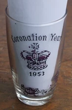 1953 Clear Glass Tumbler Queen Elizabeth II Coronation Purple/ Black