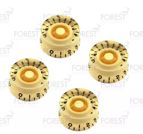 Gibson Speed Aftermarket Guitar Knob 4 Set Ivory / Black Letter, USA Inch Size