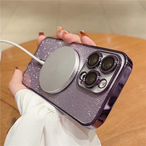 Glitter Bling Shockproof Magnetic Cover For iPhone16 15 14 13 12 11Pro+Lens Film - Picture 10 of 29