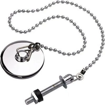 Chrome Metal Bathroom Basin Sink Plug and Chain Heavy Duty Brass 1 1/4"