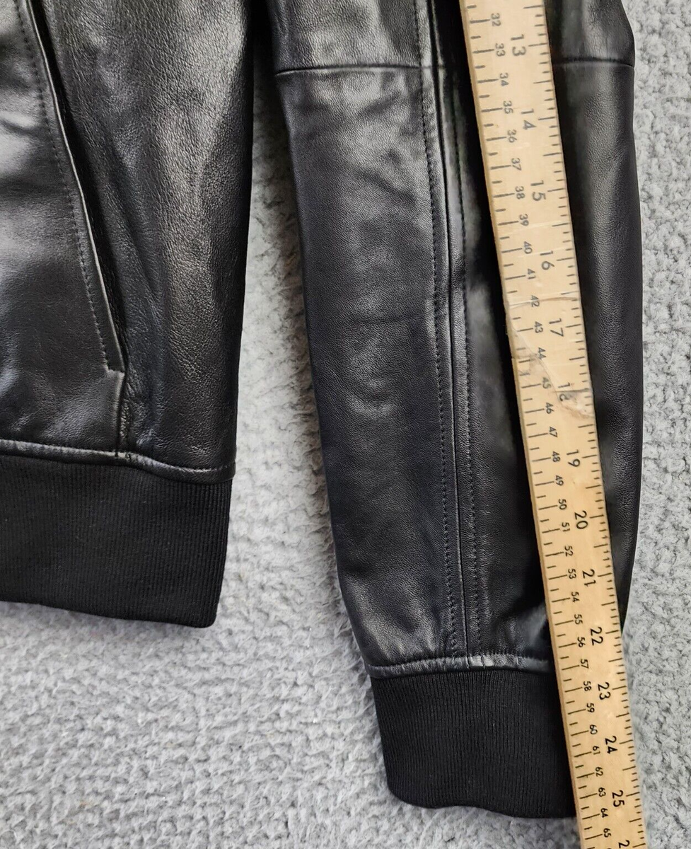 Bally Leather Full Zip Bomber Jacket Men's 38 Black Ribbed Bally Leather Full Zip Bomber Jacket Men's 38 Black Ribbed