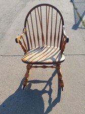 Antique Vtg Wooden Windsor Rocker Rocking Chair Nursery Old Farmhouse Country