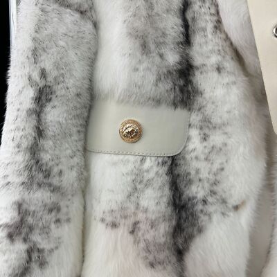 Western Real Rabbit Fur Womens Stand Collar Mid Long Trench Western Real Rabbit Fur Womens Stand Collar Mid Long Trench