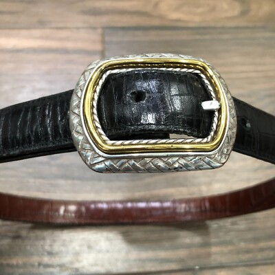 Vintage Brighton Reversible Croc-Embossed Leather Belt Brown Black B40155 30 / M Brighton Reversible Croc Embossed Black Brown Leather Belt  main image 3