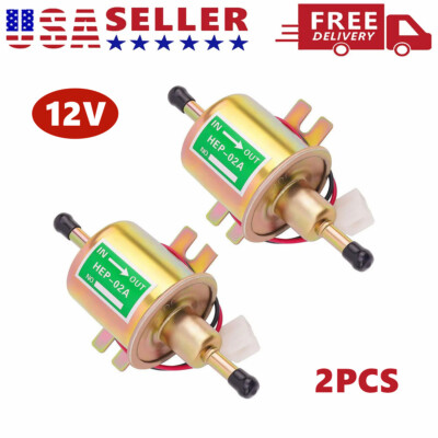 2 Packs 12V Electric Fuel Pump HEP-02A Universal Inline Low Pressure Gas Diesel