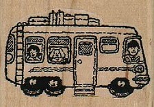 Bus 2 1/2 x 1 3/4" Rubber Stamp, Transportation Stamp