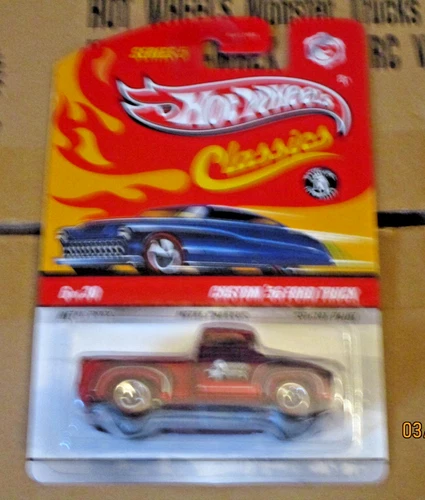 HOTWHEELS  CLASSICS SERIES 5 CUSTOM 56 FORD TRUCK CHROME RED REDLINE WHEELS