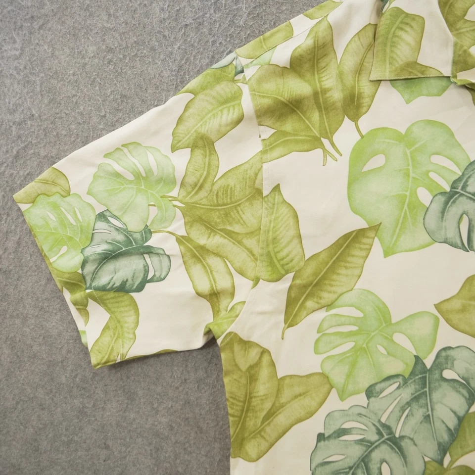 Рубашка мужская Hilo Hattie средняя зеленая гавайская оригинальная на пуговицах цветочный узор алоха - Изображение 4 из 4