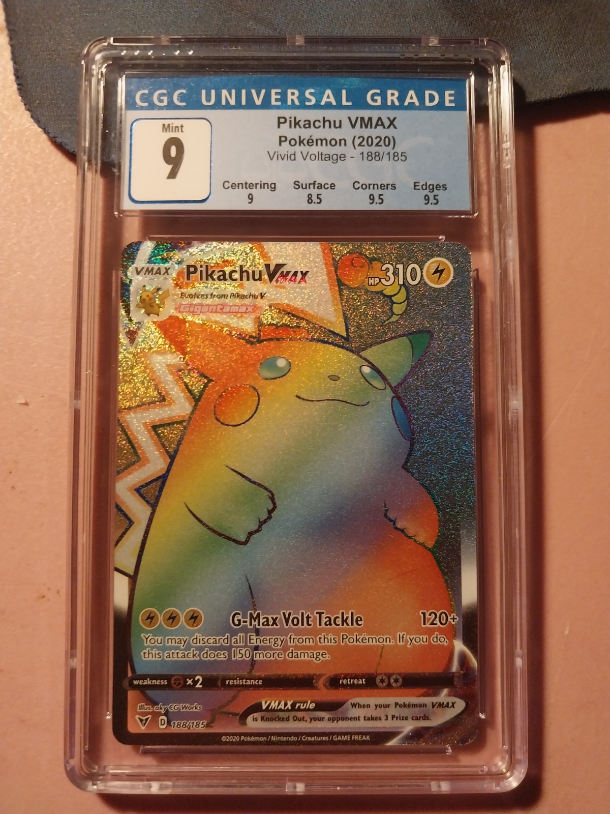 Pokémon Pikachu VMAX Secret Rare Full Art Holo 188/185 Vivid Voltage PSA 9 2020
