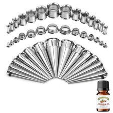44Pcs Ear Stretching Kit 1.6-12mm Ear Gauge Stretching Kit Stainless Steel Ga...