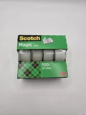 Scotch Magic Tape in Handheld Dispenser 3/4" x 300" 1" Core Clear 4/Pack 4105