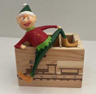 Vintage Kitchy Christmas Elf /Pixie Plastic Shelf Sitter Red & Green EUC SALE!