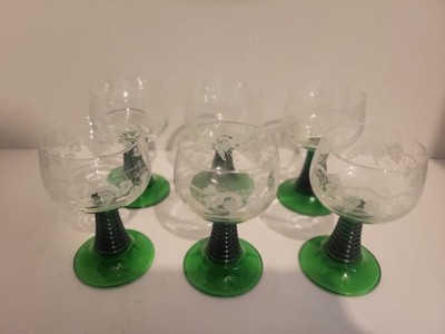 Vintage ZW I E S E L G L A S Germany Wine Rummer Glasses 6 Piece